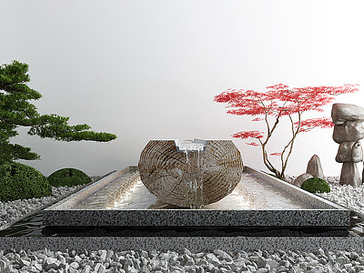 庭院景观小品枯山水石水景模型3d模型