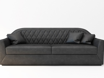 3d现代简欧皮革双人沙发模型