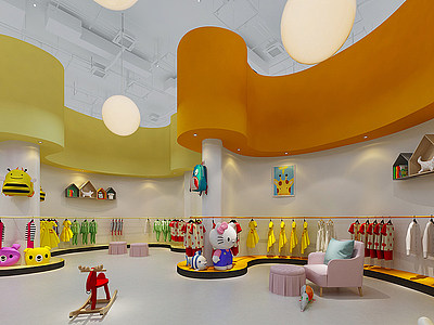 现代简约儿童服装店模型3d模型