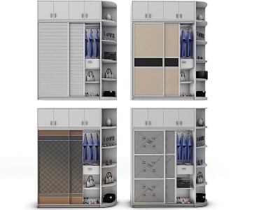 3d现代简欧衣柜组合模型