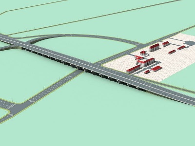 公路立交桥跨铁路桥小桥模型3d模型
