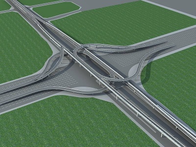 现代立交桥公路桥多孔桥模型