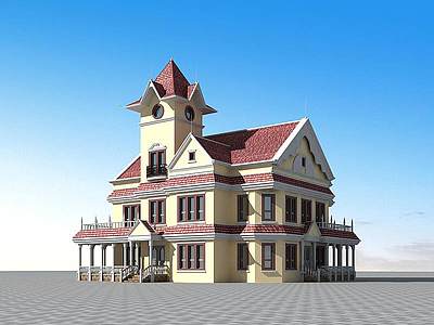 3d简欧俄式别墅模型