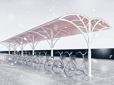 3d自行车棚钢结构单车棚模型