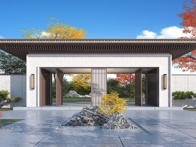 新中式景观庭院大门模型3d模型