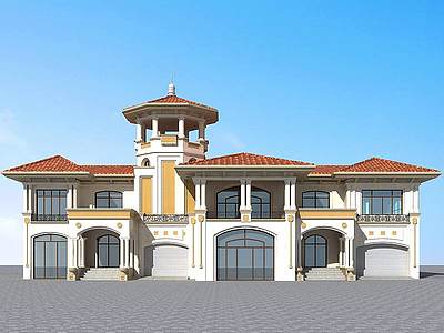 地中海西班牙二层别墅模型3d模型