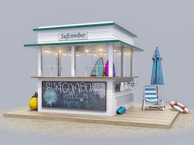 北欧沙滩售货厅模型3d模型