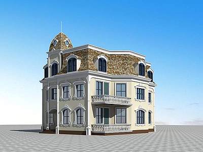 3d欧式别墅三层模型