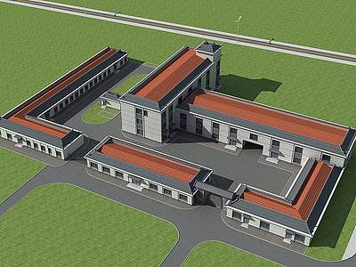 中式古建厂区规划厂房3d模型