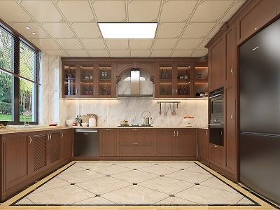 美式厨房冰箱模型3d模型
