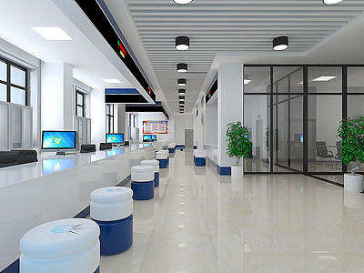 3d现代服务中心政务大厅模型