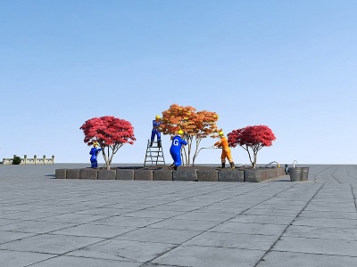 3d现代树木红枫模型