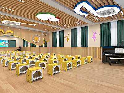 3d现代音乐教室模型