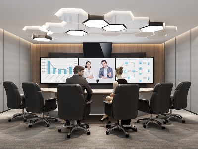 3d现代视频远程会议室模型