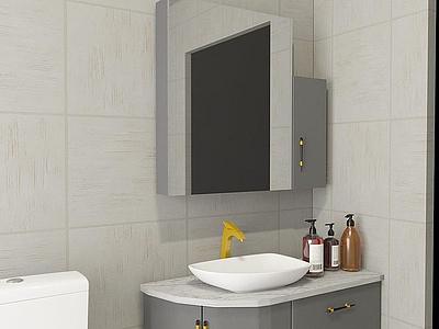 3d现代轻奢浴室柜模型