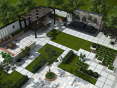 现代庭院景观小品模型3d模型