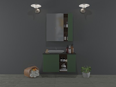 3d现代卫浴柜镜柜模型