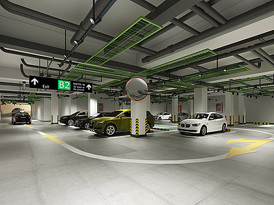 地下停车场汽车交通指示牌模型3d模型