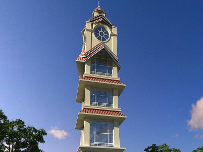 3d欧式钟塔景观塔模型