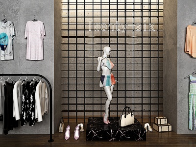 3d现代服装店鞋店模特模型