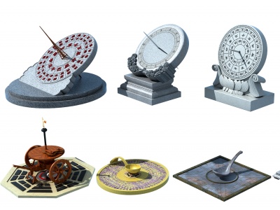 中式日晷仪古代司南指南针3d模型