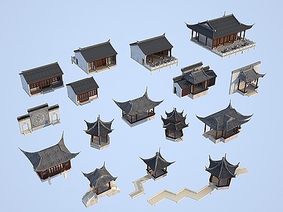 中式亭子模型3d模型