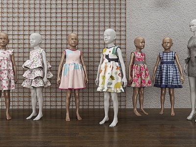 现代儿童服装模特人物模特模型3d模型