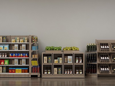 3d现代超市便利店货架模型