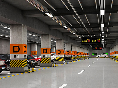 现代地下停车场模型3d模型