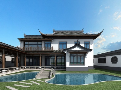 3d中式建筑住宅模型