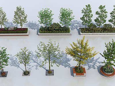 3d现代树池绿化池户外花坛模型