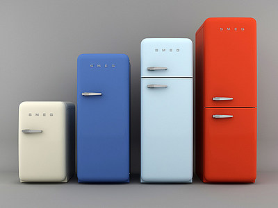 3d现代单开双开冰箱组合模型