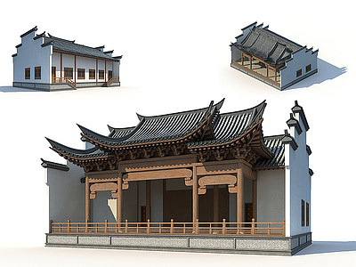 中式戏台模型3d模型