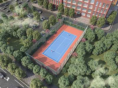 现代网球场模型3d模型