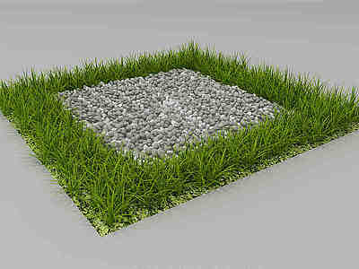 3d现代鹅卵石草坪模型