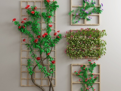 现代绿植植物植物墙模型3d模型