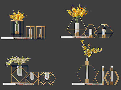 金属花瓶花卉饰品架摆件模型3d模型