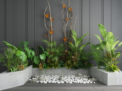 墙饰绿植花坛园艺小品模型3d模型