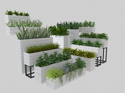 现代花架盆栽绿植植物模型3d模型