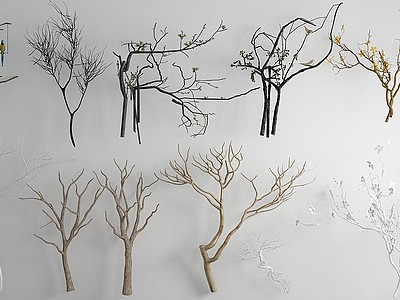 3d现代干枝树枝装饰品组合模型