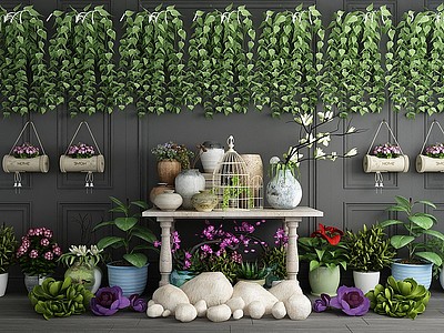 3d绿植墙饰植物盆栽园艺小品模型