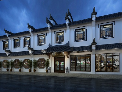 3d中式餐厅酒店门头模型