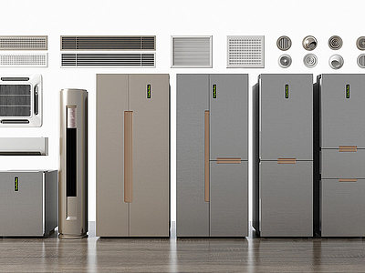 3d现代冰箱空调风口组合模型
