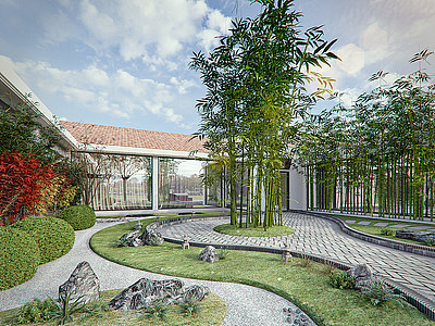 现代庭院景观模型