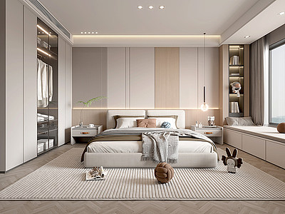 家居臥室簡約臥室雙人床模型3d模型