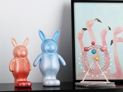 现代兔子玩具装饰摆件模型