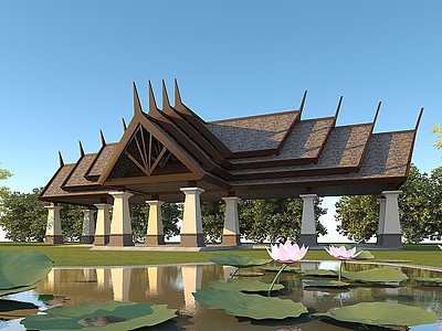东南亚风格酒店门头模型3d模型