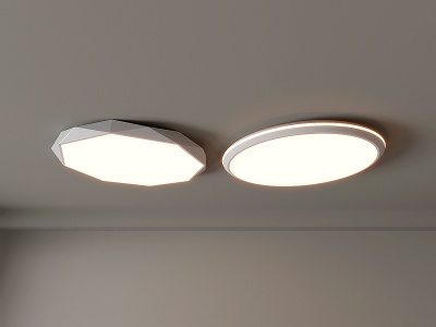 圆形吸顶灯几何超薄卧室灯3d模型