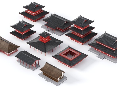 日式古城建筑模型3d模型