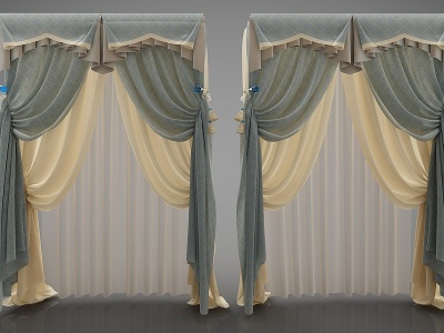 3d现代风格沙发窗帘模型